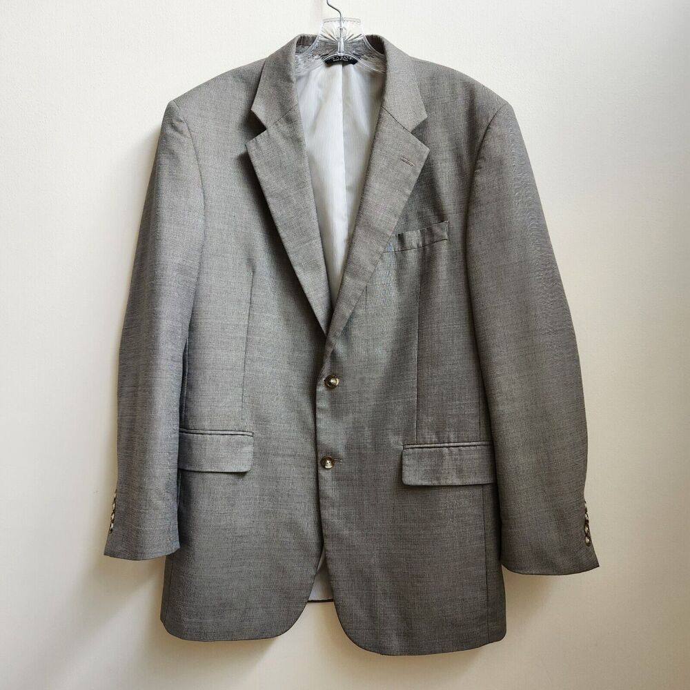 Jos A Bank Two-Button Brown Check Blazer Sport Coat Jacket Men's Size 42L Wool